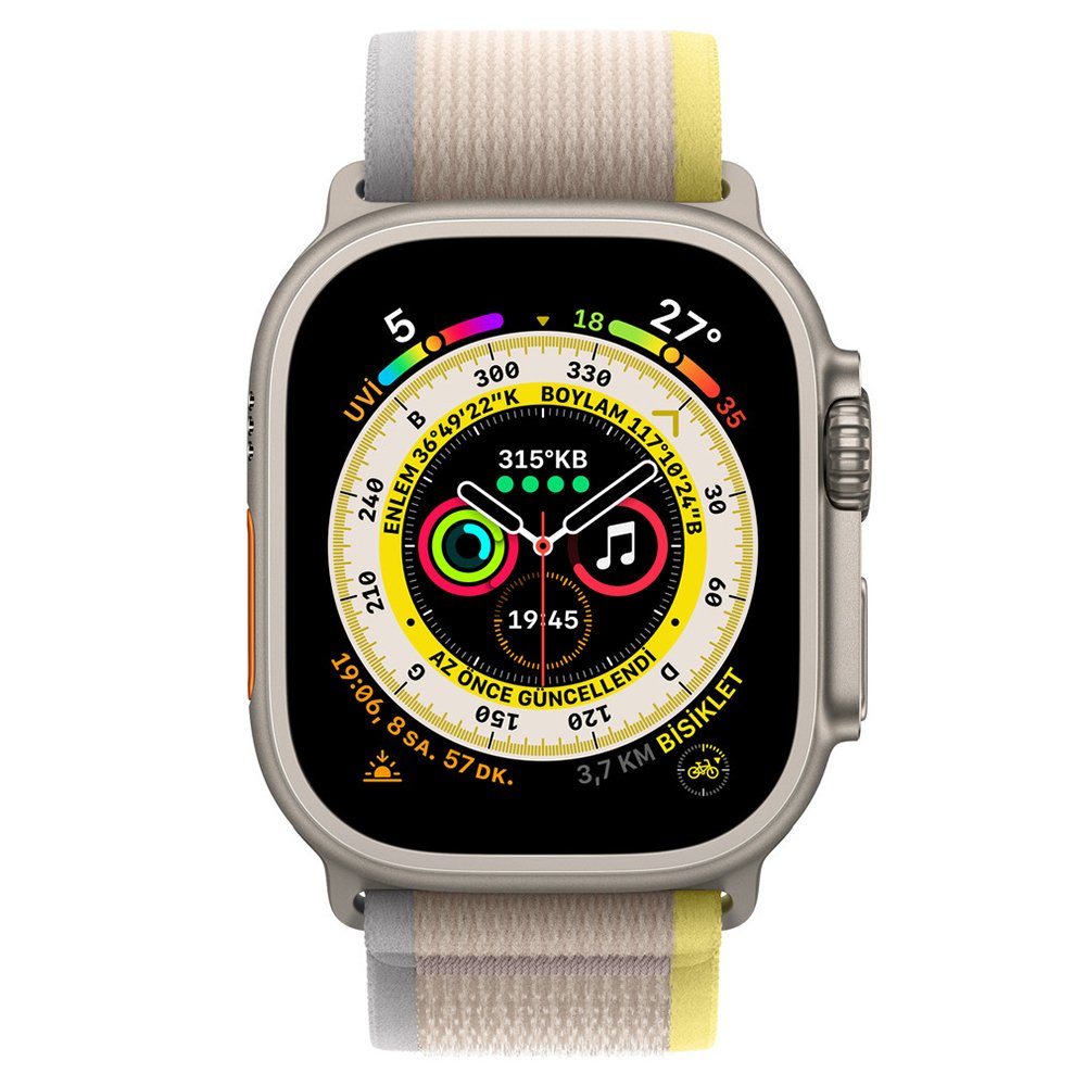 Newface Apple Watch 42mm Trail Kordon - Sarı-Bej