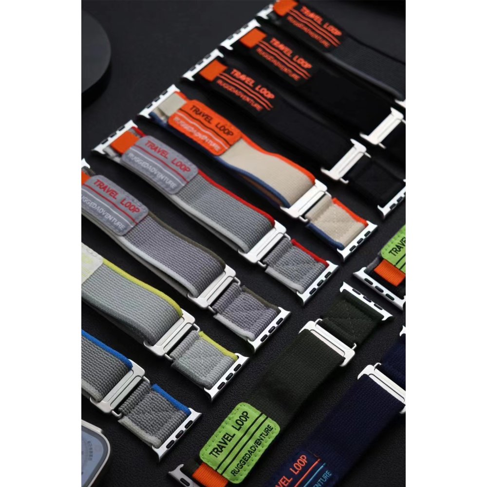 Newface Apple Watch Ultra 49mm Alice Kumaş Kordon - Siyah-Gri