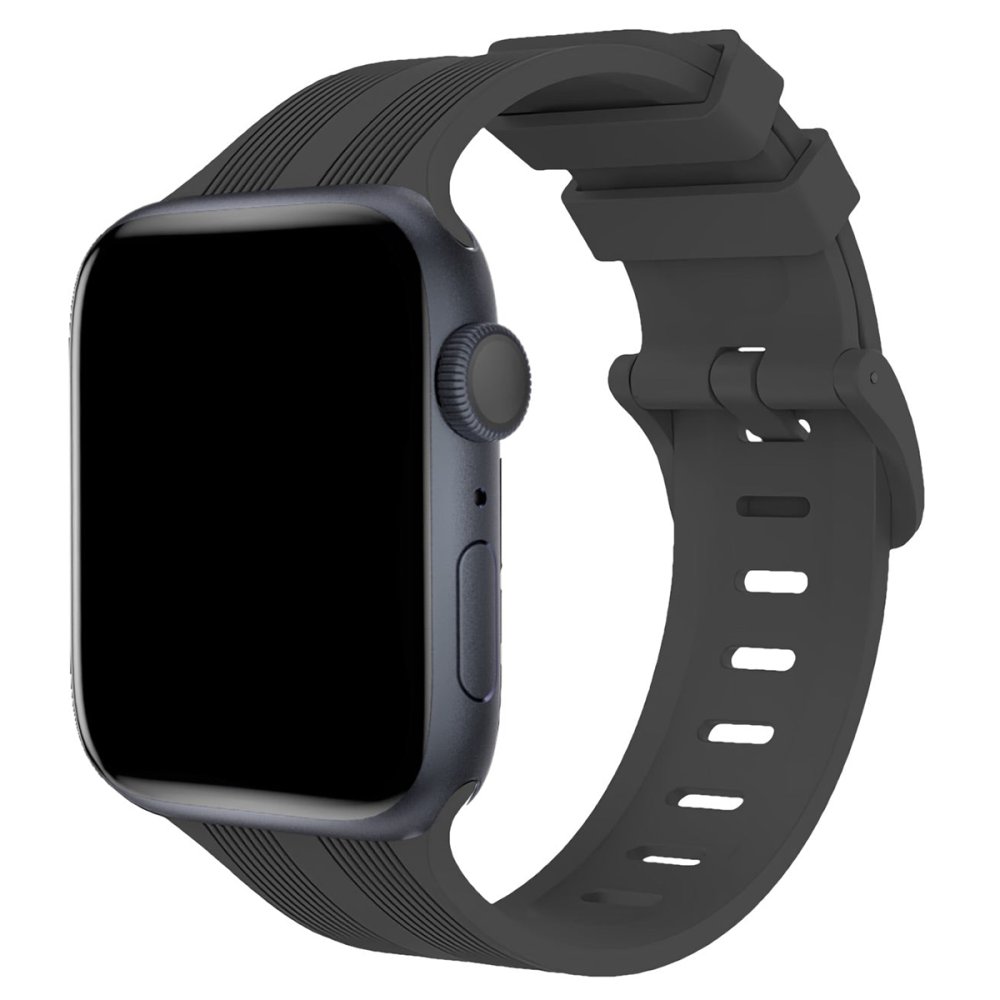 Newface Apple Watch Ultra 49mm KR408 Çizgili Silikon Kordon - Koyu Gri