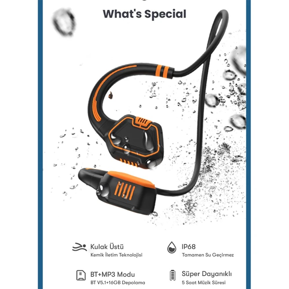 Newface AS9 Suya Dayanıklı Bluetooth Kulaklık - Siyah