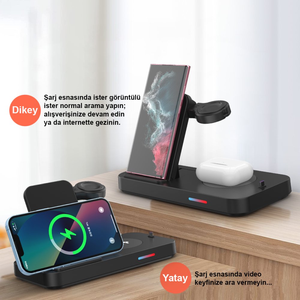 Newface B19S Samsung Kablosuz Şarj Masaüstü Set - Siyah