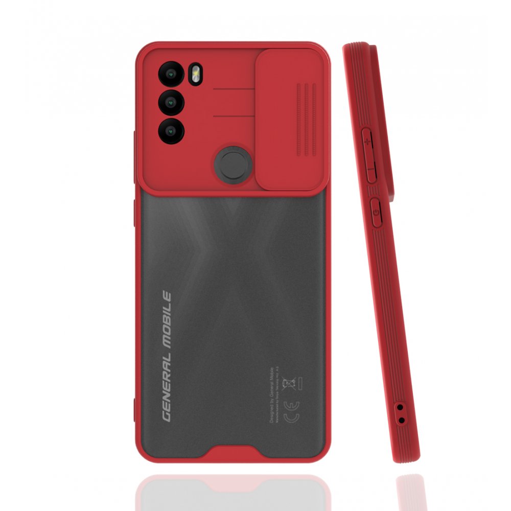 Newface General Mobile GM 21 Plus Kılıf Platin Kamera Koruma Silikon - Kırmızı