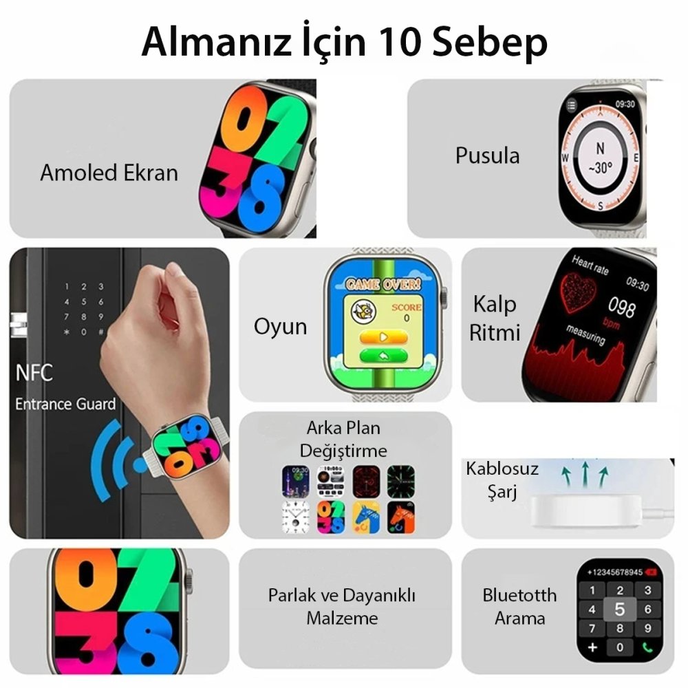 Newface HK9 Pro Amoled Ekranlı Akıllı Saat - Turuncu