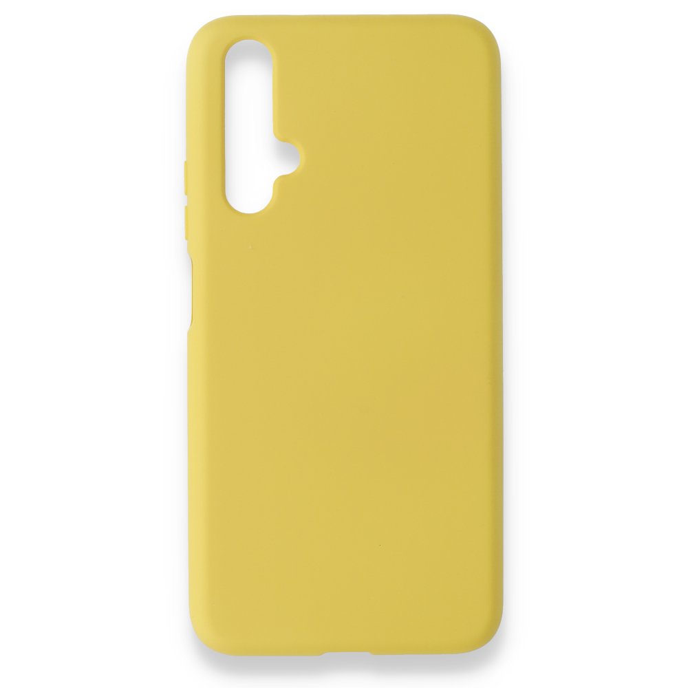 Newface Huawei Nova 5T Kılıf Nano içi Kadife Silikon - Sarı