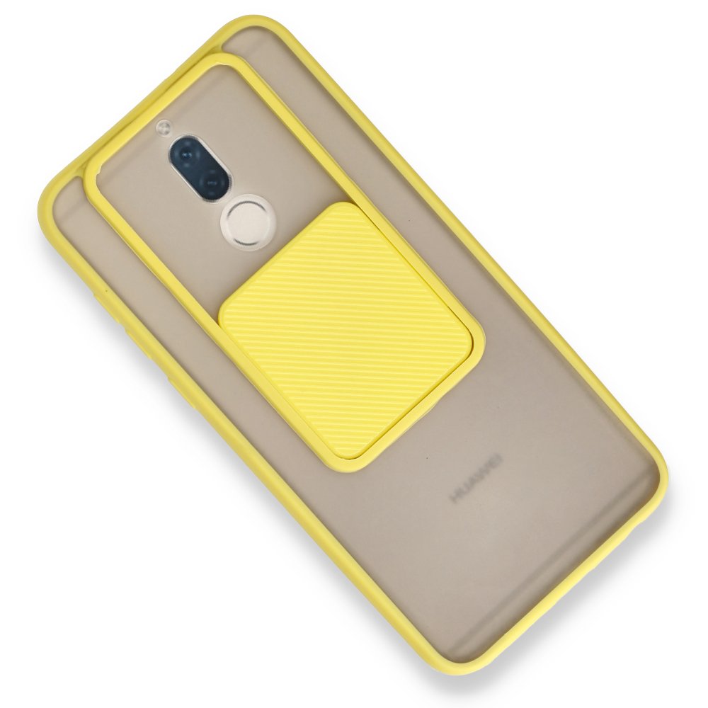 Newface Huawei Mate 10 Lite Kılıf Palm Buzlu Kamera Sürgülü Silikon - Sarı