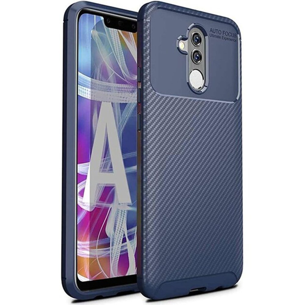 Newface Huawei Mate 20 Lite Kılıf Auto Focus Karbon Kapak - Lacivert