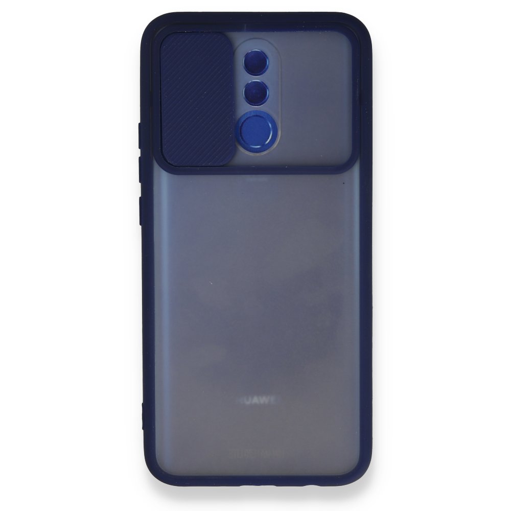 Newface Huawei Mate 20 Lite Kılıf Palm Buzlu Kamera Sürgülü Silikon - Lacivert