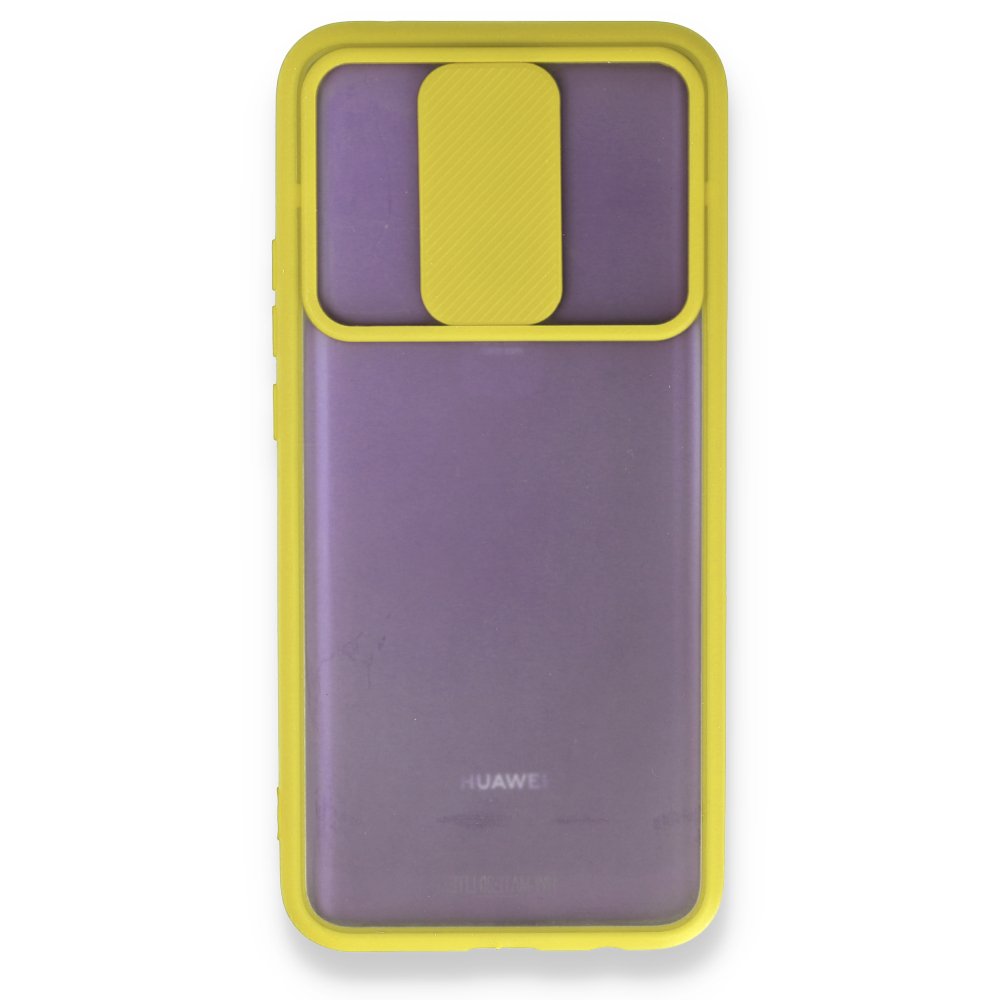 Newface Huawei Mate 20 Lite Kılıf Palm Buzlu Kamera Sürgülü Silikon - Sarı