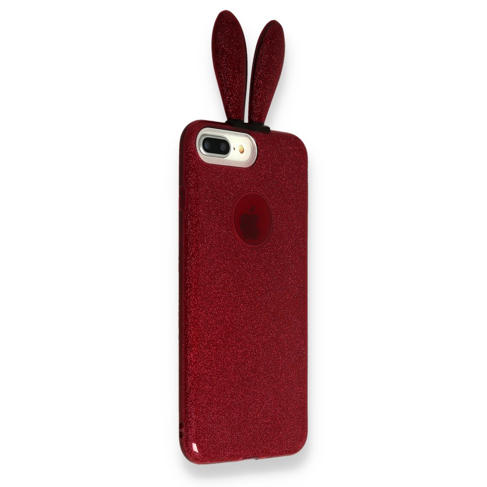 Newface Samsung Galaxy S9 Kılıf Rabbit Simli Silikon - Bordo