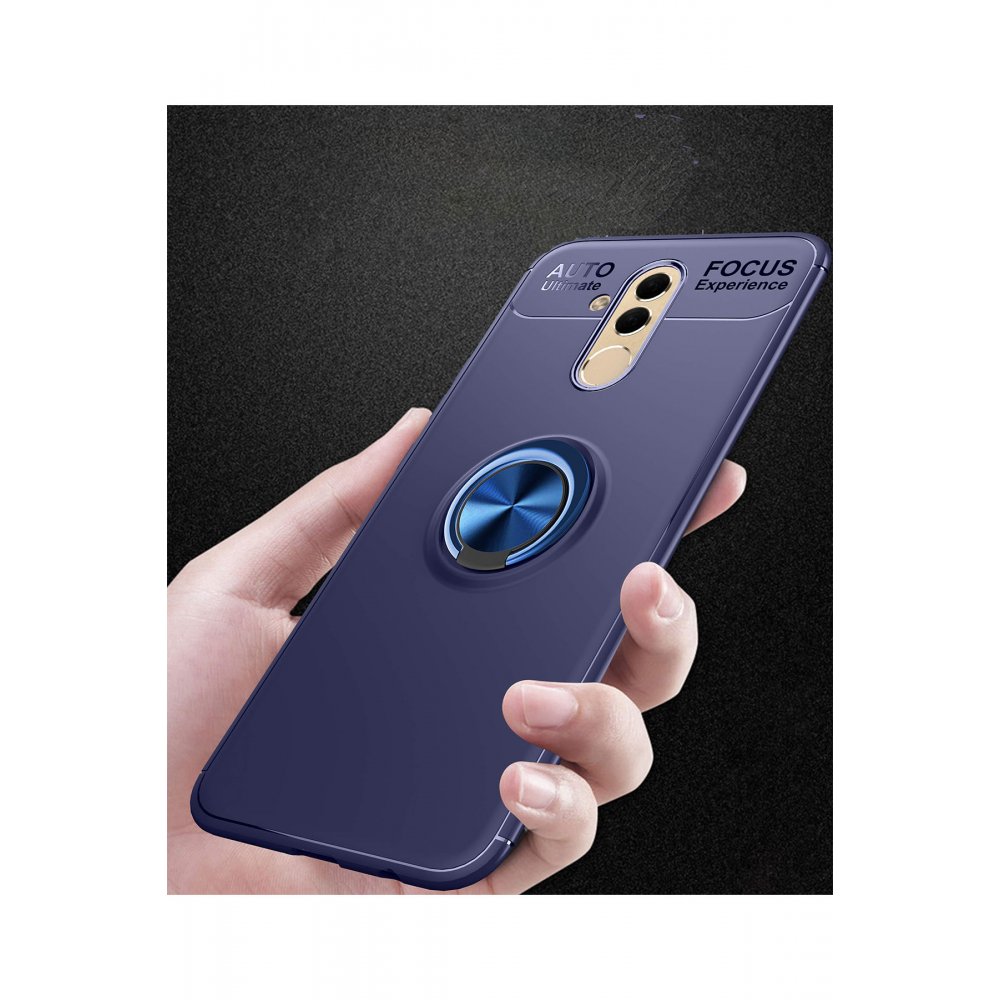 Newface Huawei Mate 20 Lite Kılıf Range Yüzüklü Silikon - Mavi