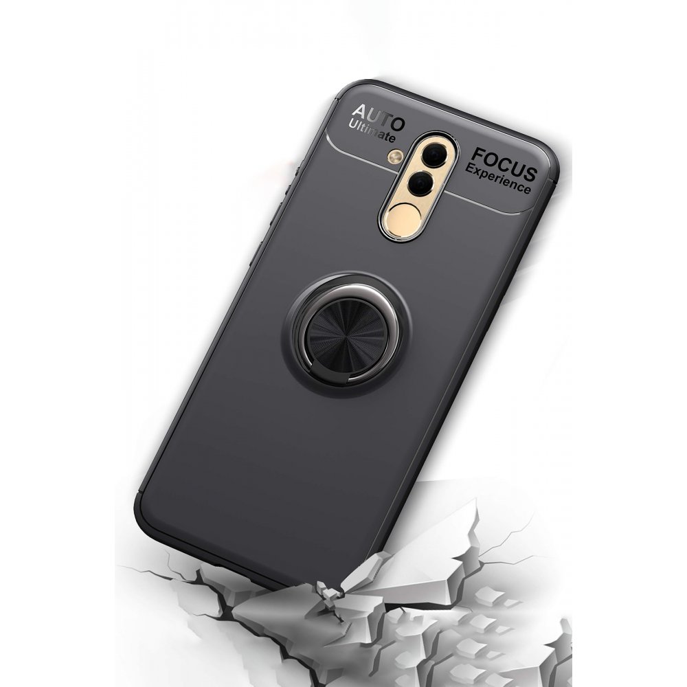Newface Huawei Mate 20 Lite Kılıf Range Yüzüklü Silikon - Mavi