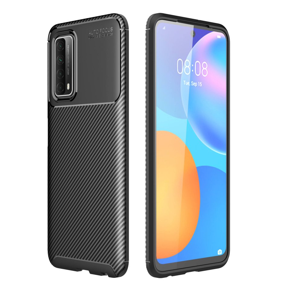 Newface Huawei P Smart 2021 Kılıf Auto Focus Karbon Kapak - Siyah