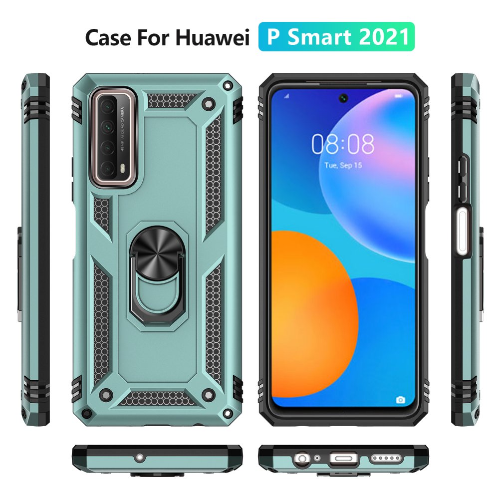 Newface Huawei P Smart 2021 Kılıf Sofya Yüzüklü Silikon Kapak - Yeşil