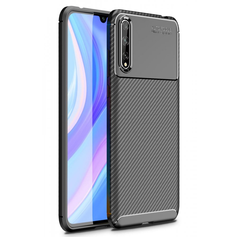 Newface Huawei P Smart S Kılıf Auto Focus Karbon Kapak - Siyah