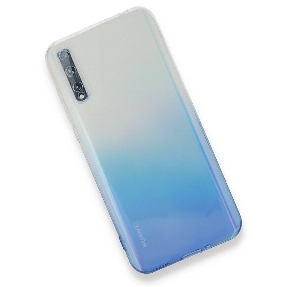Newface Huawei P Smart S Kılıf Lüx Çift Renkli Silikon - Mavi
