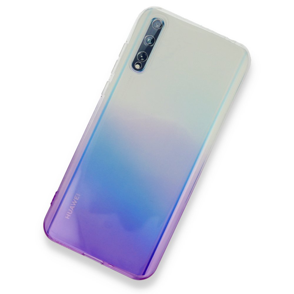 Newface Huawei Y8P Kılıf Lüx Çift Renkli Silikon - Mor