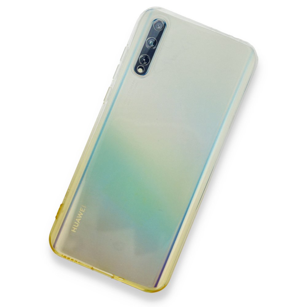 Newface Huawei Y8P Kılıf Lüx Çift Renkli Silikon - Sarı