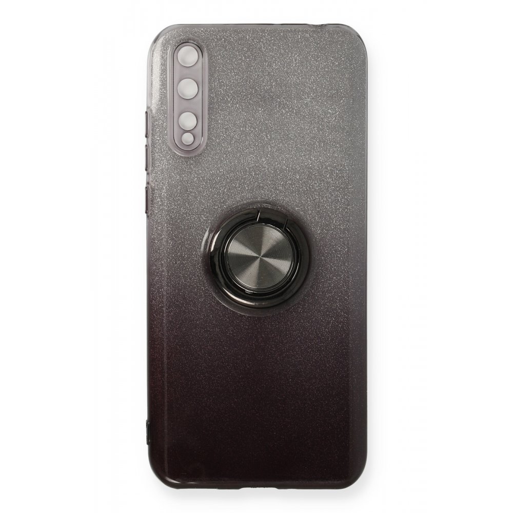 Newface Huawei P Smart S Kılıf Simli Yüzüklü Silikon - Siyah