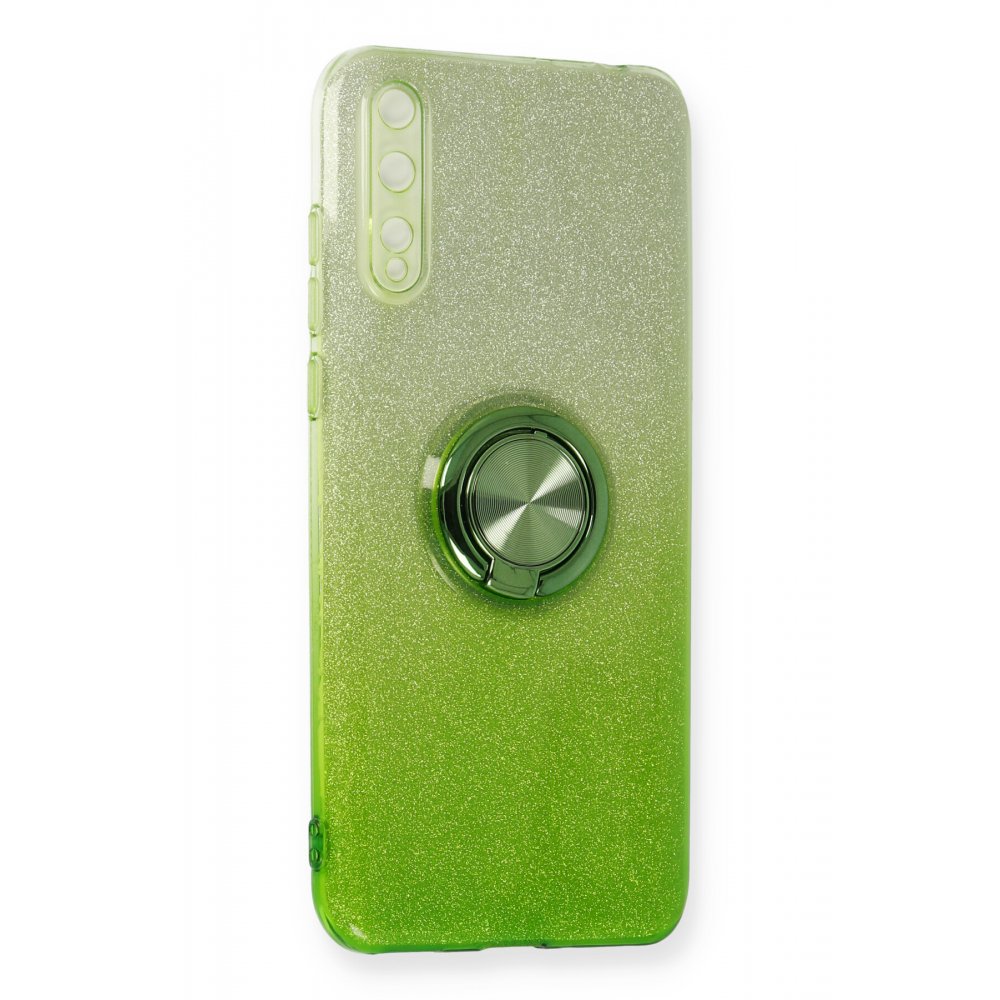 Newface Huawei P Smart S Kılıf Simli Yüzüklü Silikon - Yeşil