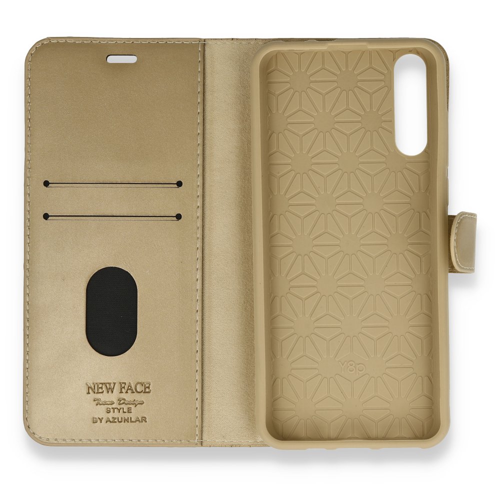Newface Huawei P Smart S Kılıf Trend S Plus Kapaklı Kılıf - Gold