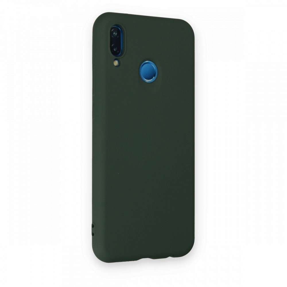 Newface Huawei P20 Lite Kılıf Nano içi Kadife  Silikon - Koyu Yeşil