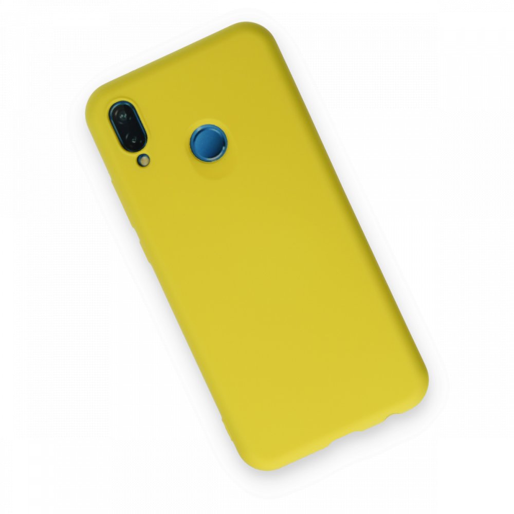 Newface Huawei P20 Lite Kılıf Nano içi Kadife Silikon - Sarı