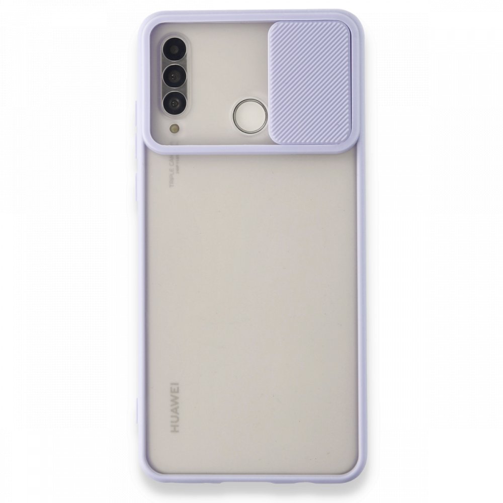 Newface Huawei P30 Lite Kılıf Palm Buzlu Kamera Sürgülü Silikon - Lila