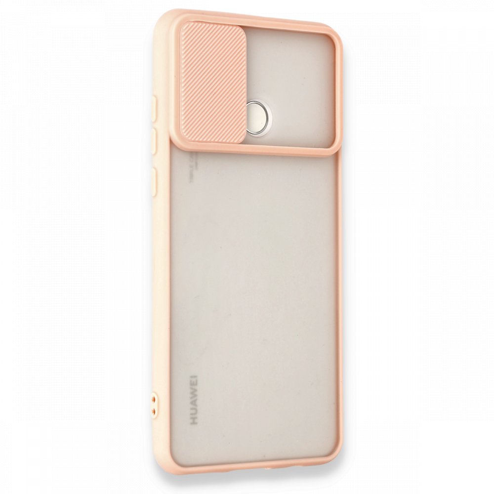 Newface Huawei P30 Lite Kılıf Palm Buzlu Kamera Sürgülü Silikon - Pembe