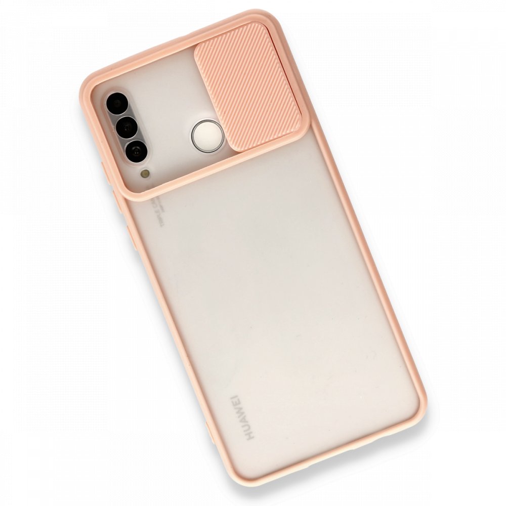 Newface Huawei P30 Lite Kılıf Palm Buzlu Kamera Sürgülü Silikon - Pembe