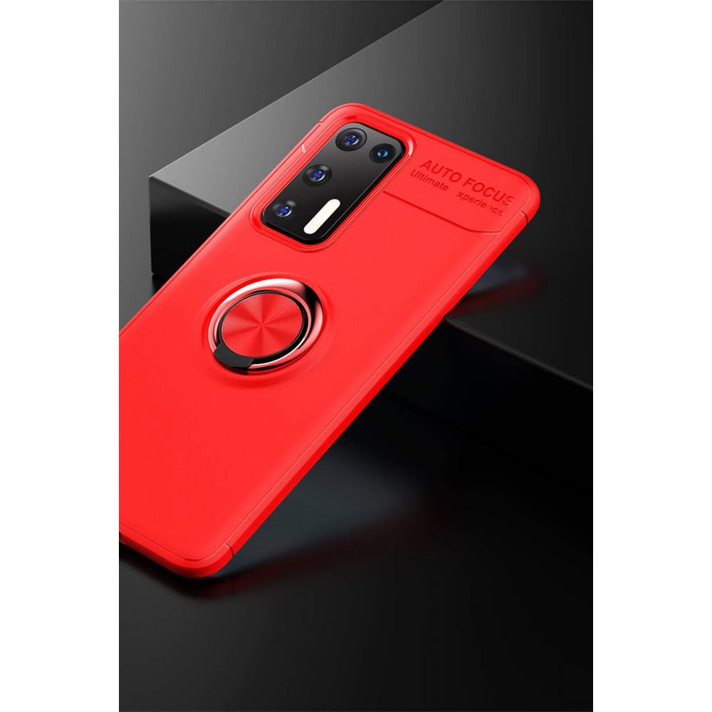 Newface Huawei P40 Kılıf Range Yüzüklü Silikon - Kırmızı