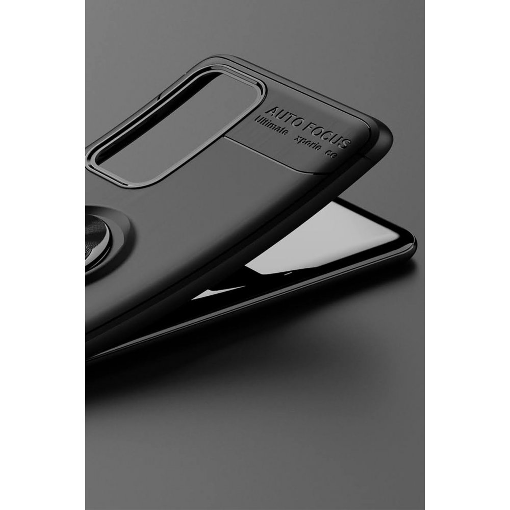 Newface Huawei P40 Kılıf Range Yüzüklü Silikon - Siyah-Kırmızı