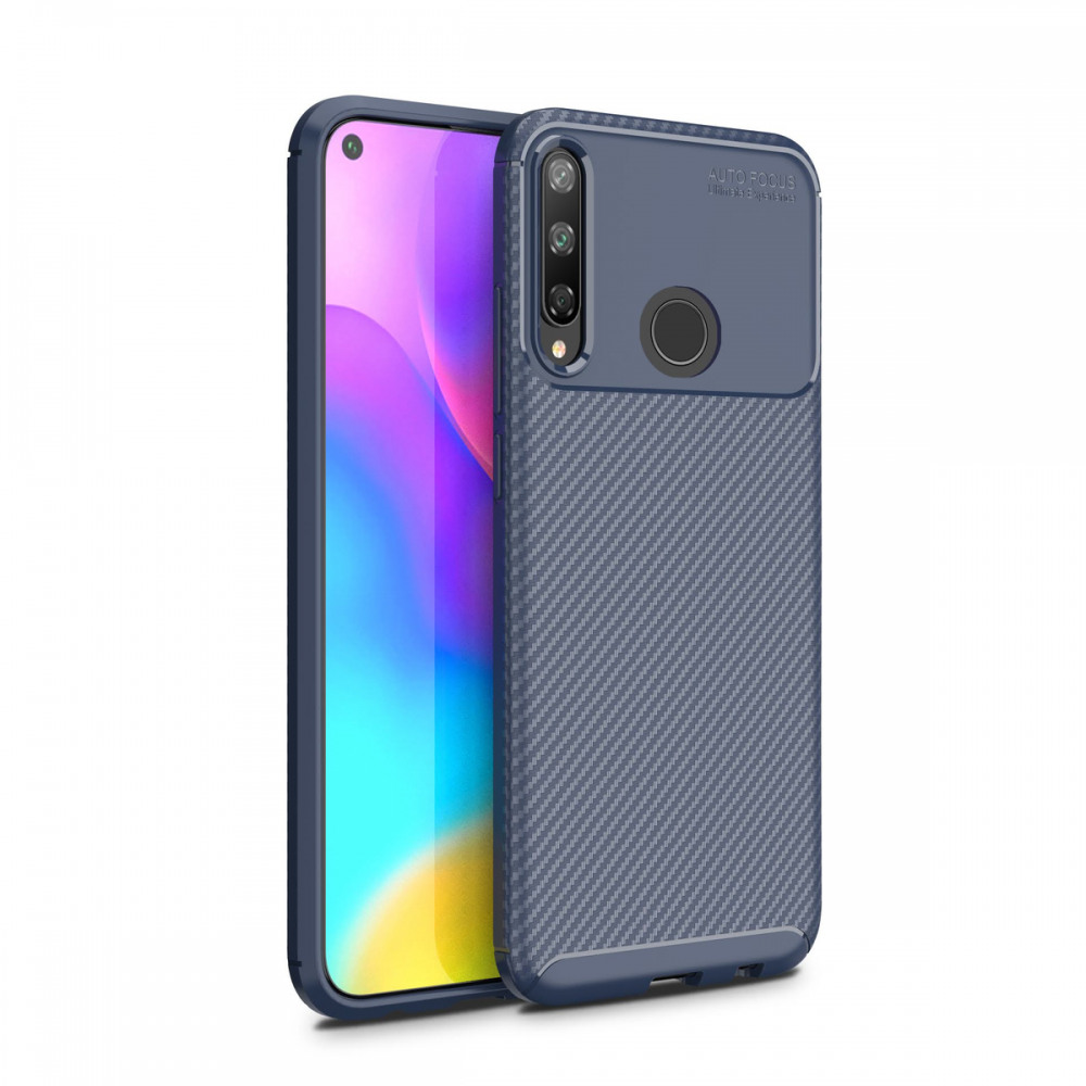 Newface Huawei P40 Lite E Kılıf Auto Focus Karbon Kapak - Lacivert