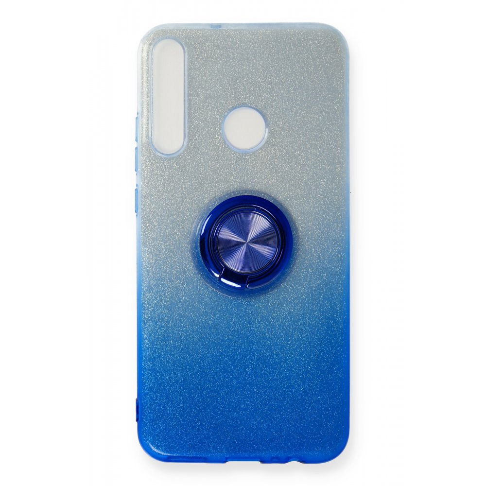 Newface Huawei P40 Lite E Kılıf Simli Yüzüklü Silikon - Mavi