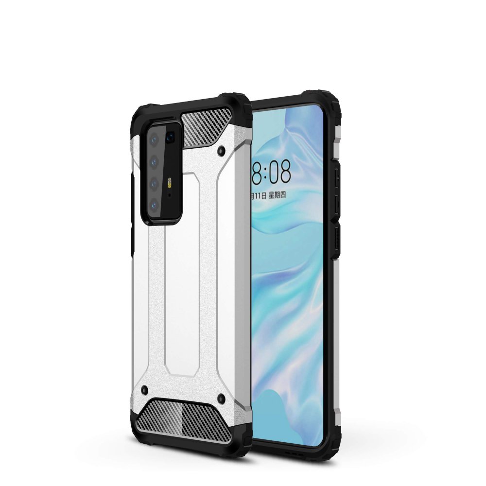 Newface Huawei P40 Pro Kılıf Tank Silikon Kapak - Gümüş