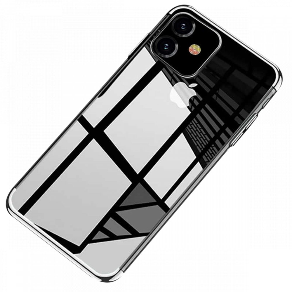 Newface iPhone X Kılıf Dört Köşe Lazer Silikon - Gümüş