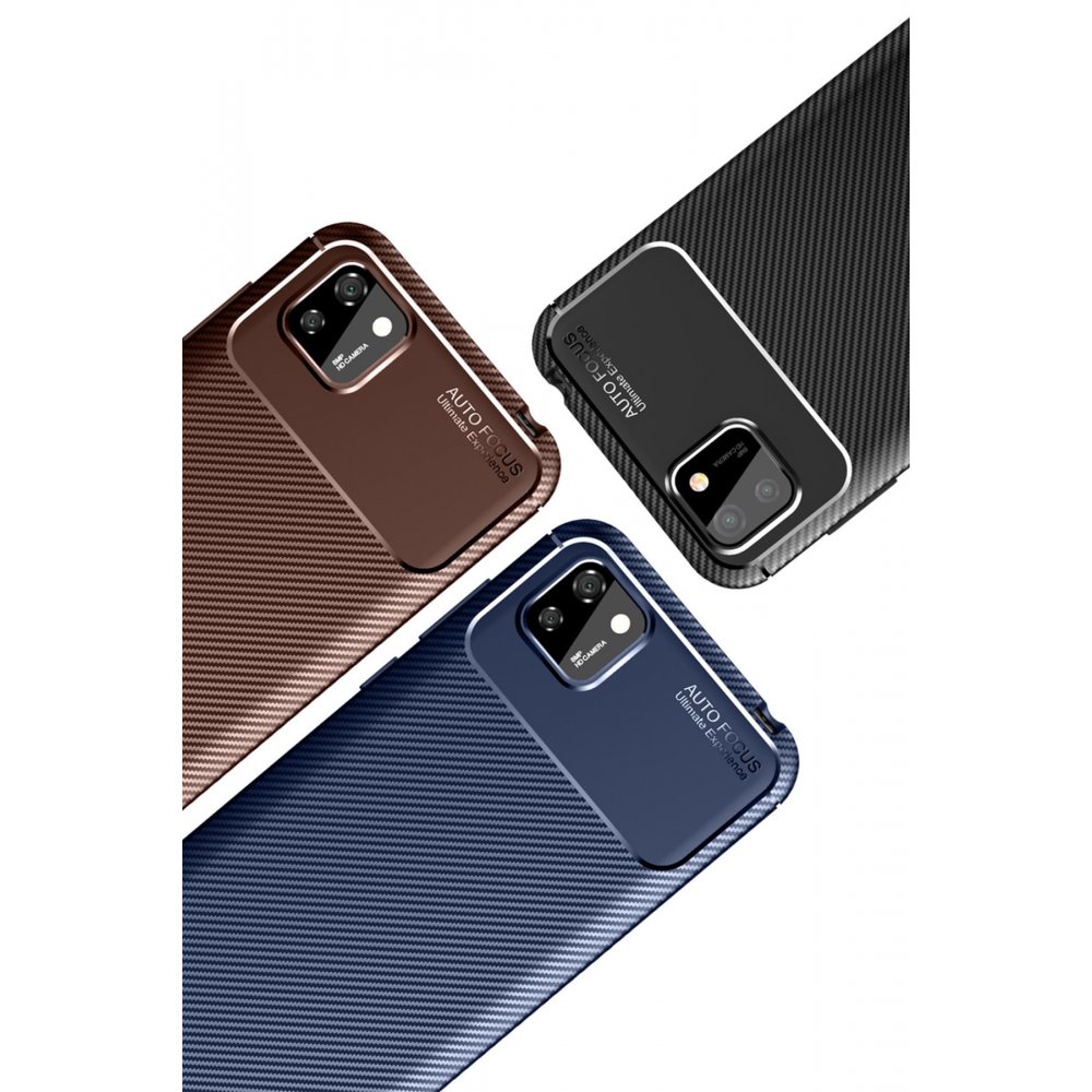 Newface Huawei Y5P Kılıf Auto Focus Karbon Kapak - Lacivert