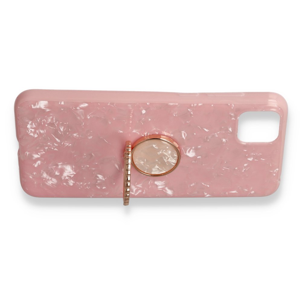 Newface Huawei Y5P Kılıf Marble Yüzüklü Silikon - Pembe