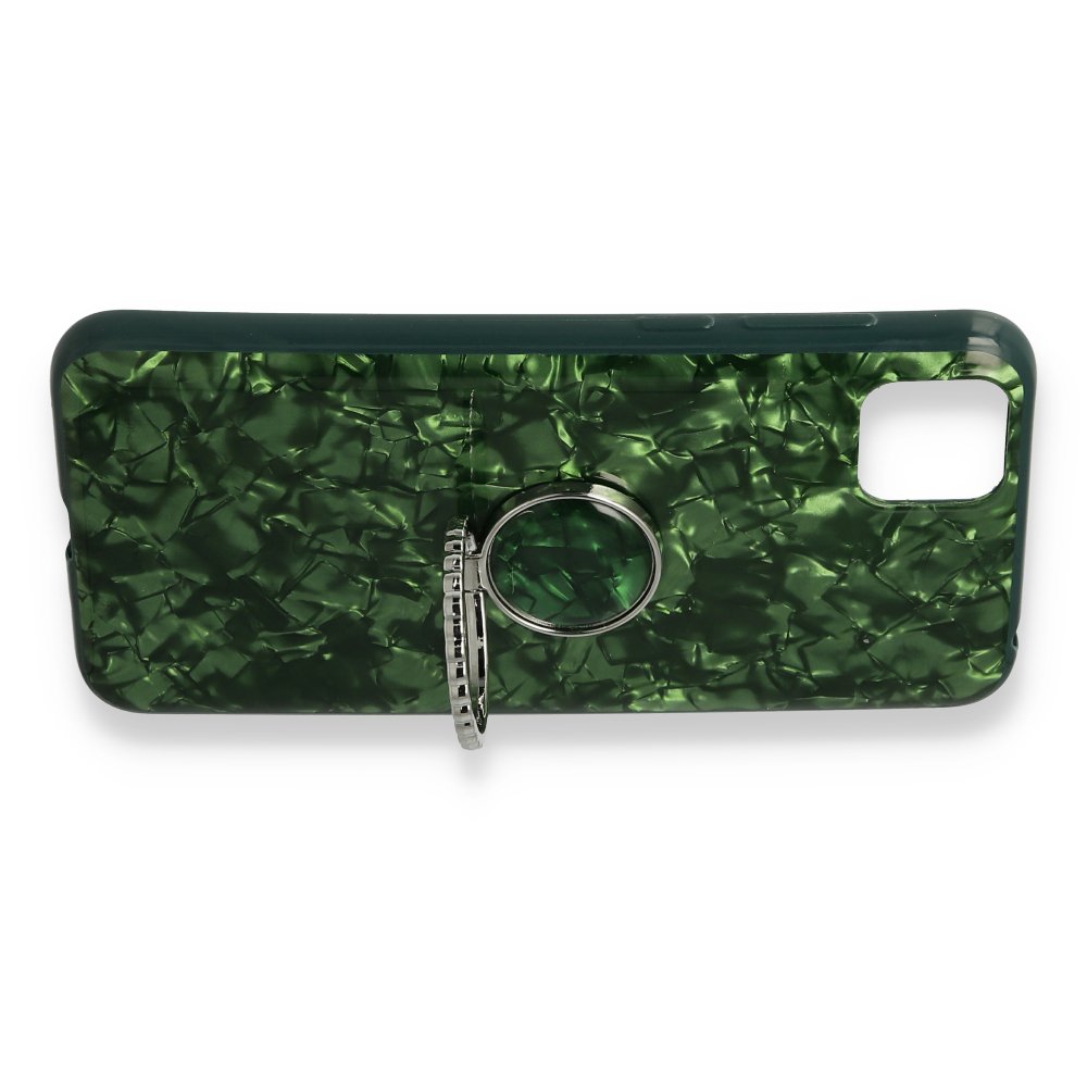 Newface Huawei Y5P Kılıf Marble Yüzüklü Silikon - Yeşil