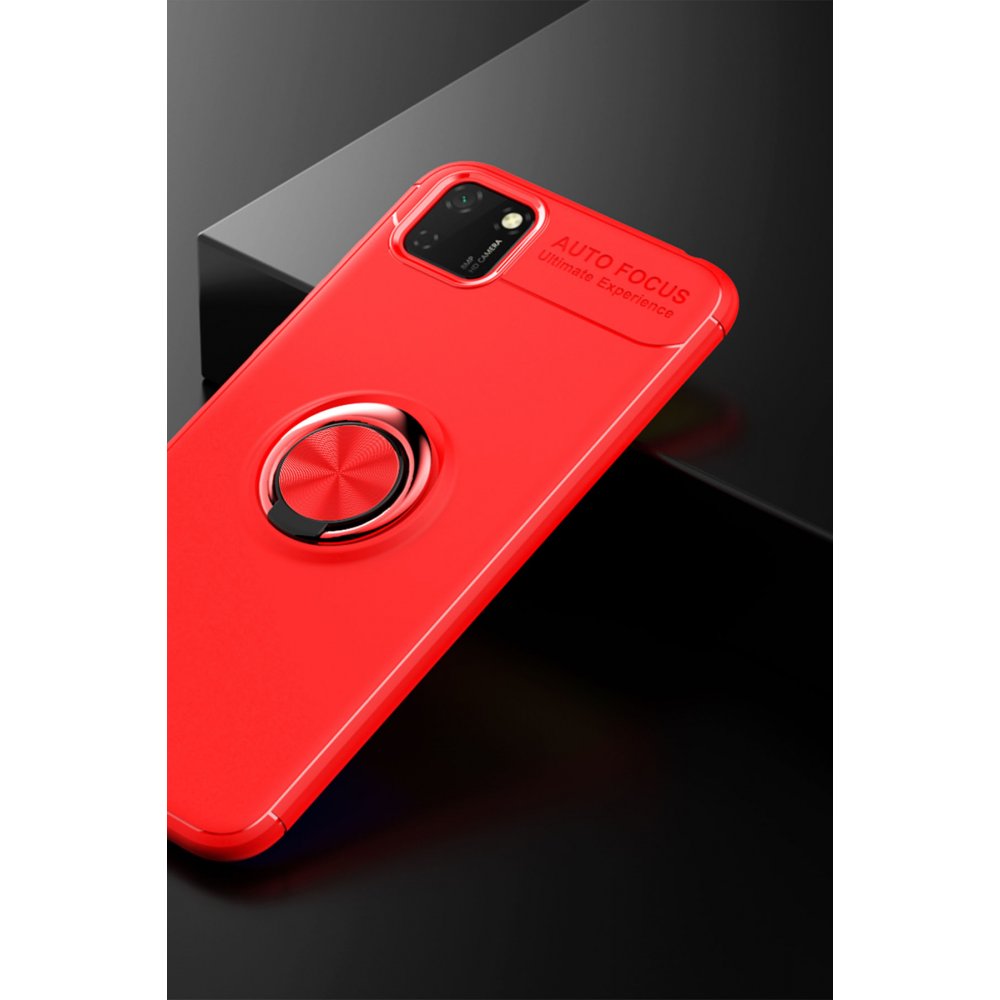 Newface Huawei Y5P Kılıf Range Yüzüklü Silikon - Kırmızı