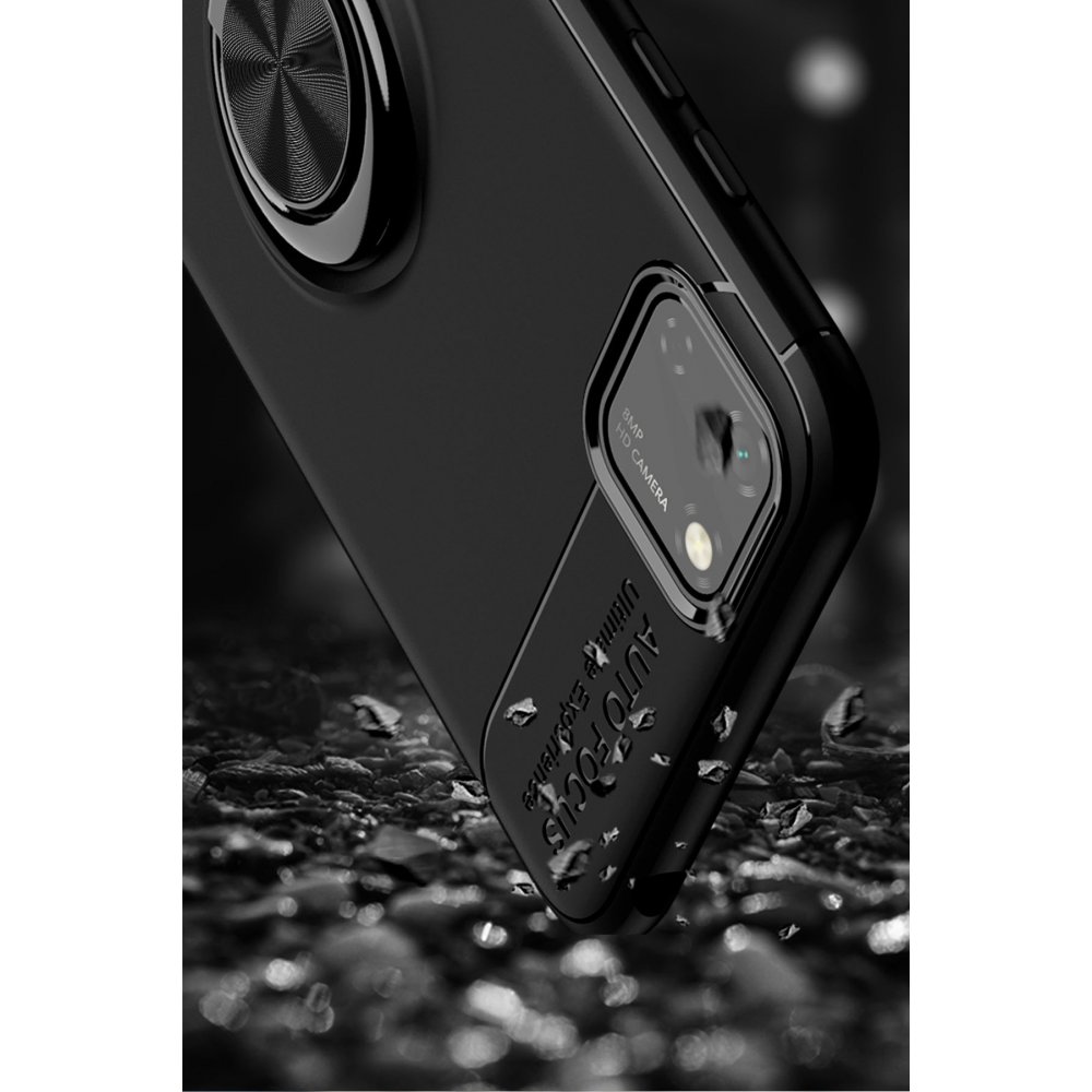 Newface Huawei Y5P Kılıf Range Yüzüklü Silikon - Siyah