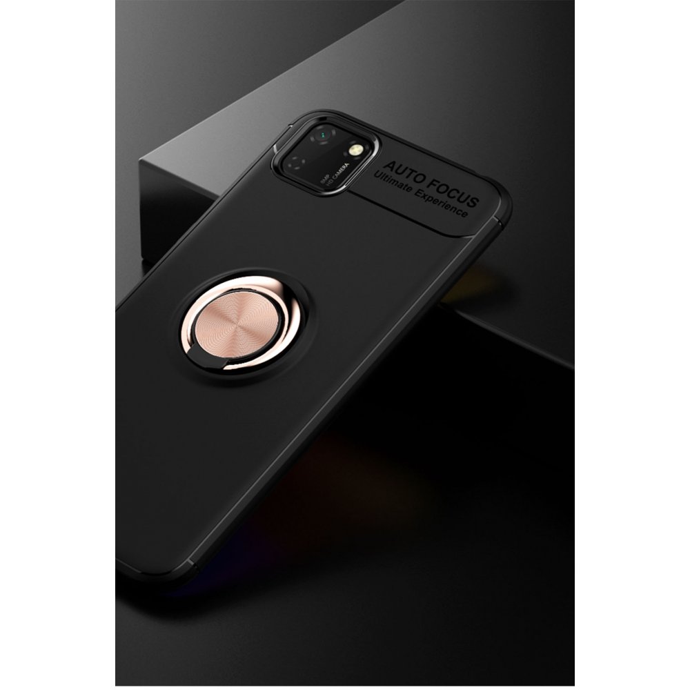 Newface Huawei Y5P Kılıf Range Yüzüklü Silikon - Siyah-Gold