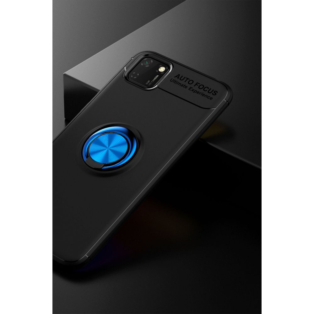 Newface Huawei Y5P Kılıf Range Yüzüklü Silikon - Siyah-Mavi