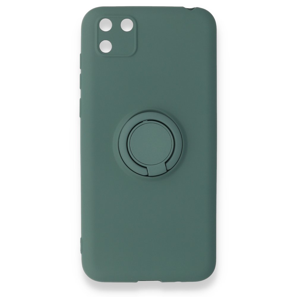 Newface Huawei Y5P Kılıf Viktor Yüzüklü Silikon - Koyu Yeşil