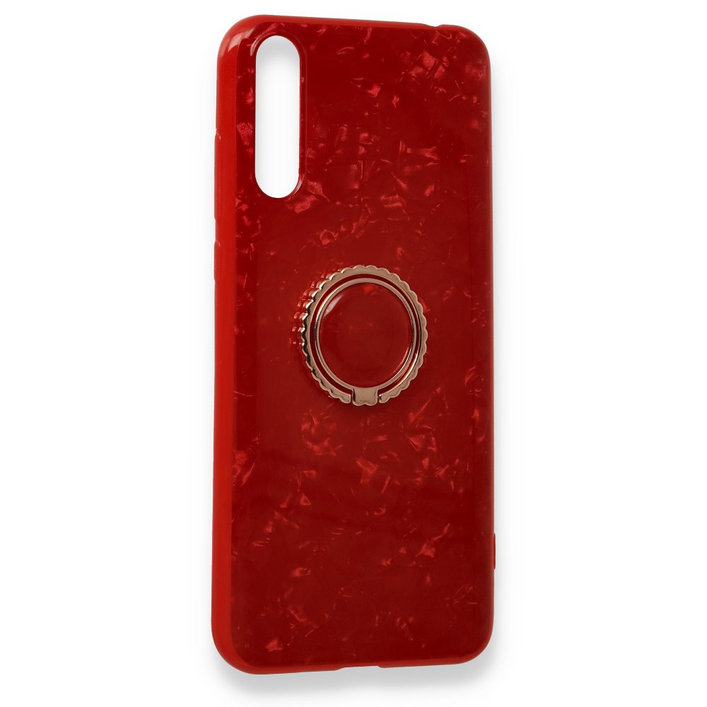 Newface Huawei Y8P Kılıf Marble Yüzüklü Silikon - Kırmızı