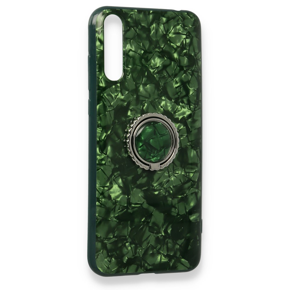 Newface Huawei Y8P Kılıf Marble Yüzüklü Silikon - Yeşil
