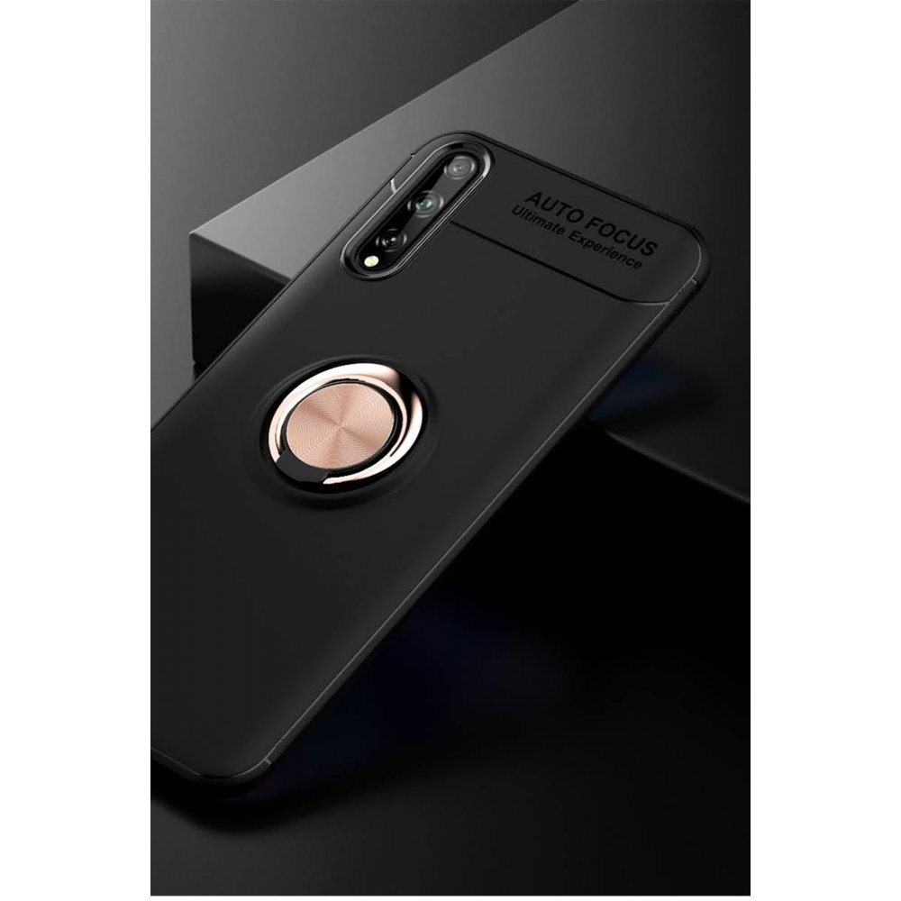 Newface Huawei Y8P Kılıf Range Yüzüklü Silikon - Siyah-Gold