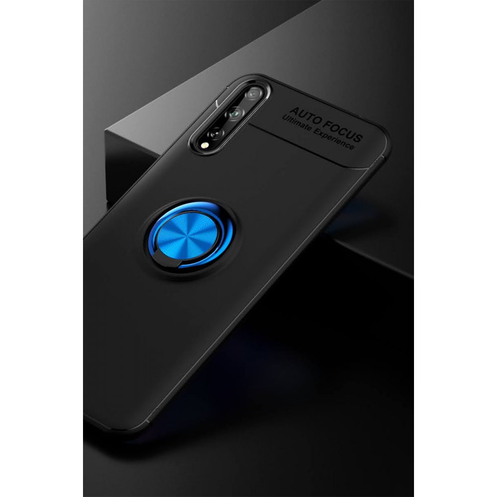 Newface Huawei Y8P Kılıf Range Yüzüklü Silikon - Siyah-Mavi