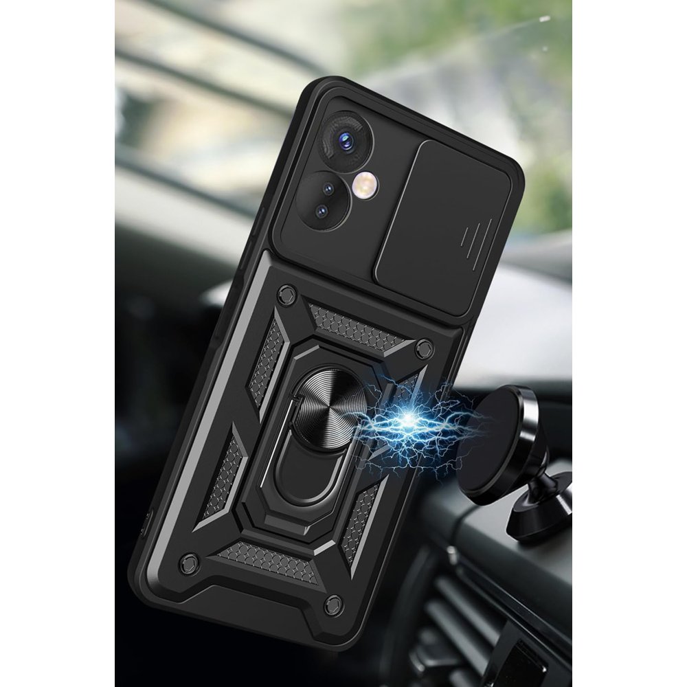 Newface İnfinix Hot 40 Pro Kılıf Pars Lens Yüzüklü Silikon - Kırmızı