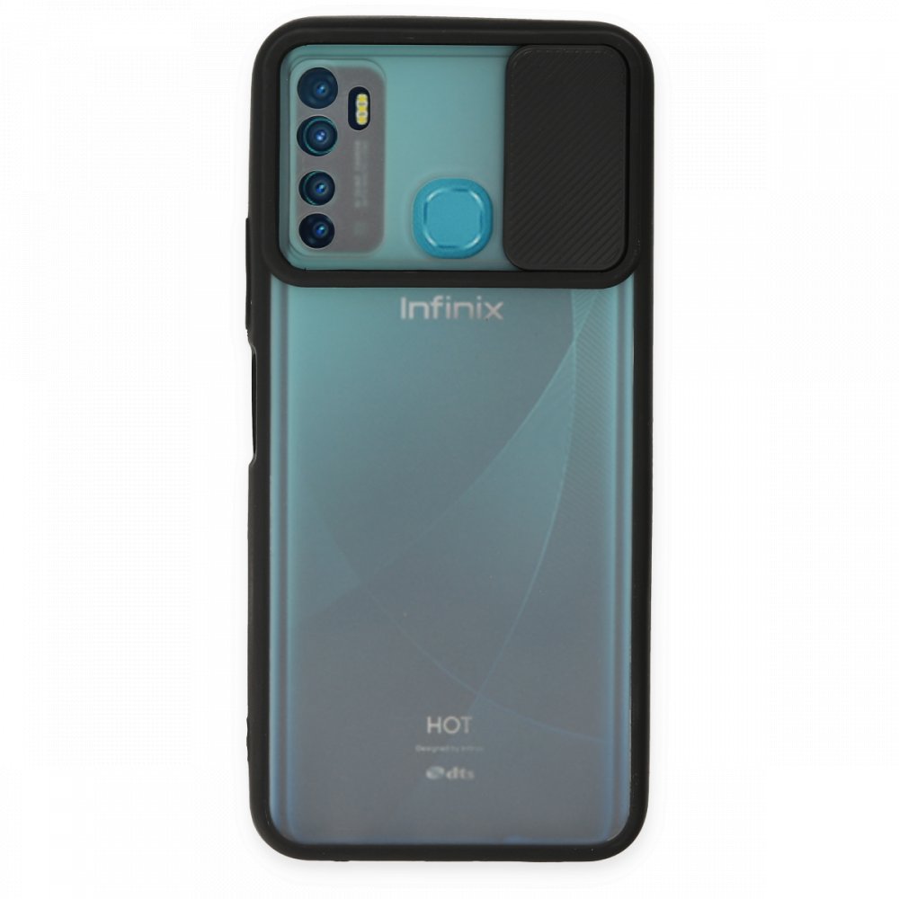 Newface İnfinix Hot 9 Kılıf Palm Buzlu Kamera Sürgülü Silikon - Siyah