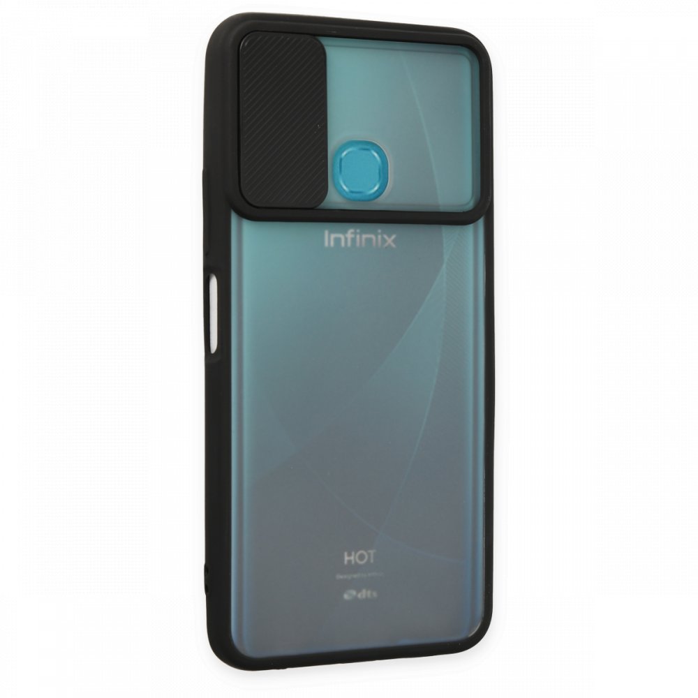 Newface İnfinix Hot 9 Kılıf Palm Buzlu Kamera Sürgülü Silikon - Siyah